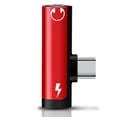 thumbnail image 1 of Yimiti High-Quality Type-C 2-In-1 Aluminum Alloy Audio Converter For Enhanced Gaming,Red, 1 of 9