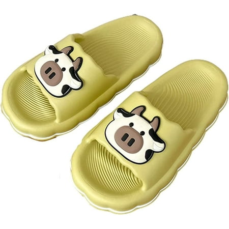 

CoCopeaunts Cow Slippers Cute Cartoon Cow Animal Slippers Open Toe Shower Sandal Anti-Slip Quick Drying Batnroom House Slippers Cloud Cow Slides