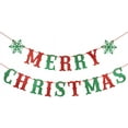 thumbnail image 1 of Pancarta de Navidad con purpurina roja y verde, decoraciones de fiesta de Navidad, pancarta de Navidad, decoraciones de Navidad, decoraciones de Navidad para el hogar, oficina, fiesta, chimenea MFZFUKR WMZY-733, 1 of 7
