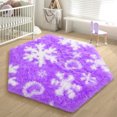 thumbnail image 4 of KIXINWA Purple Princess Tent Rug, 4x4.6 Feet Purple Rugs for Girls Bedroom, Fluffy Purple Snowflake Rug for Room Decor, Plush Carpet for Kids Room Playroom Nursery Decor, Cute Hexagon Purple Rugs, 4 of 5