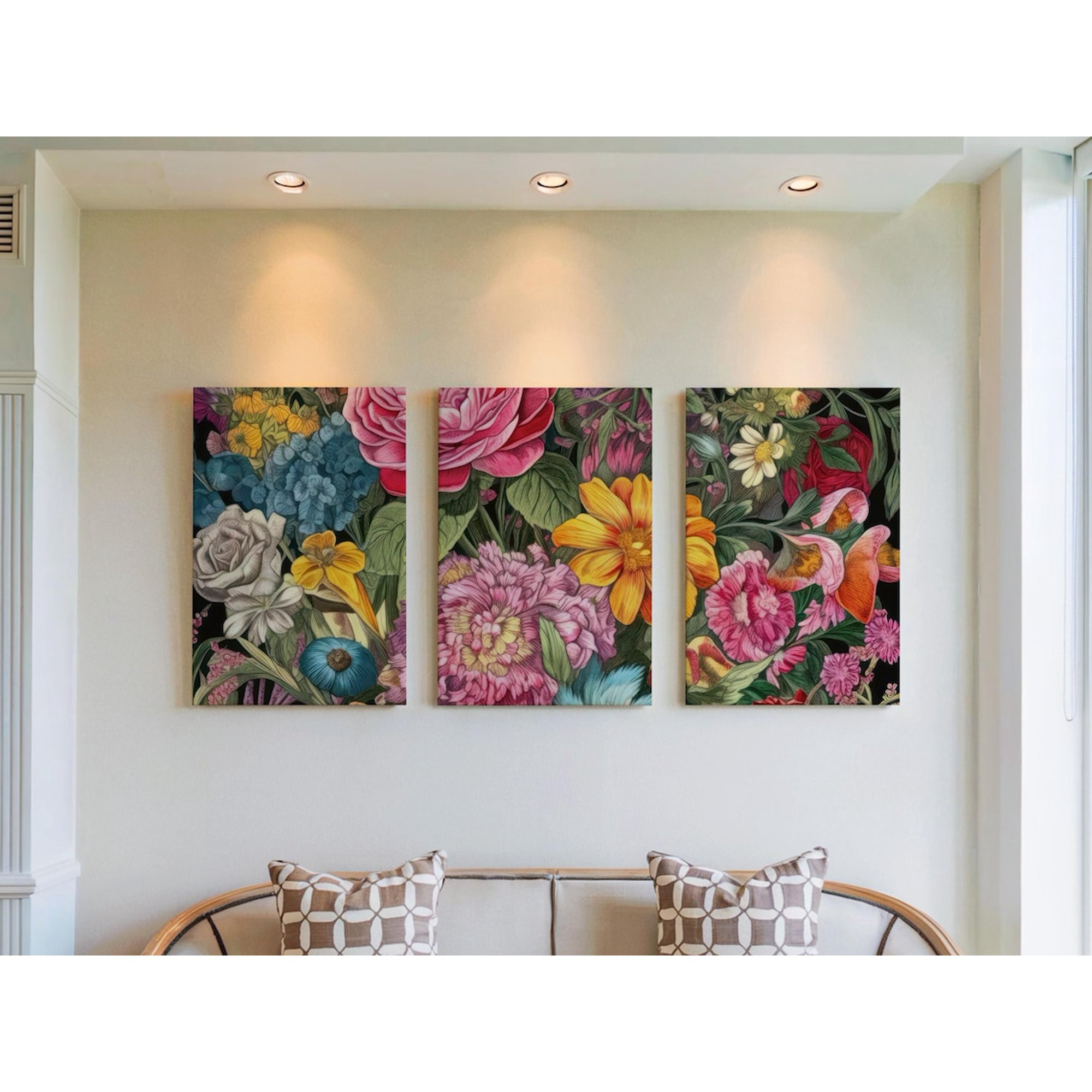 Set of 3 Love Symbol Art Prints Romantic Flower Bouquet Triptych Dark Botanical Decor Vintage Floral Gallery Set for Gift Poster Only