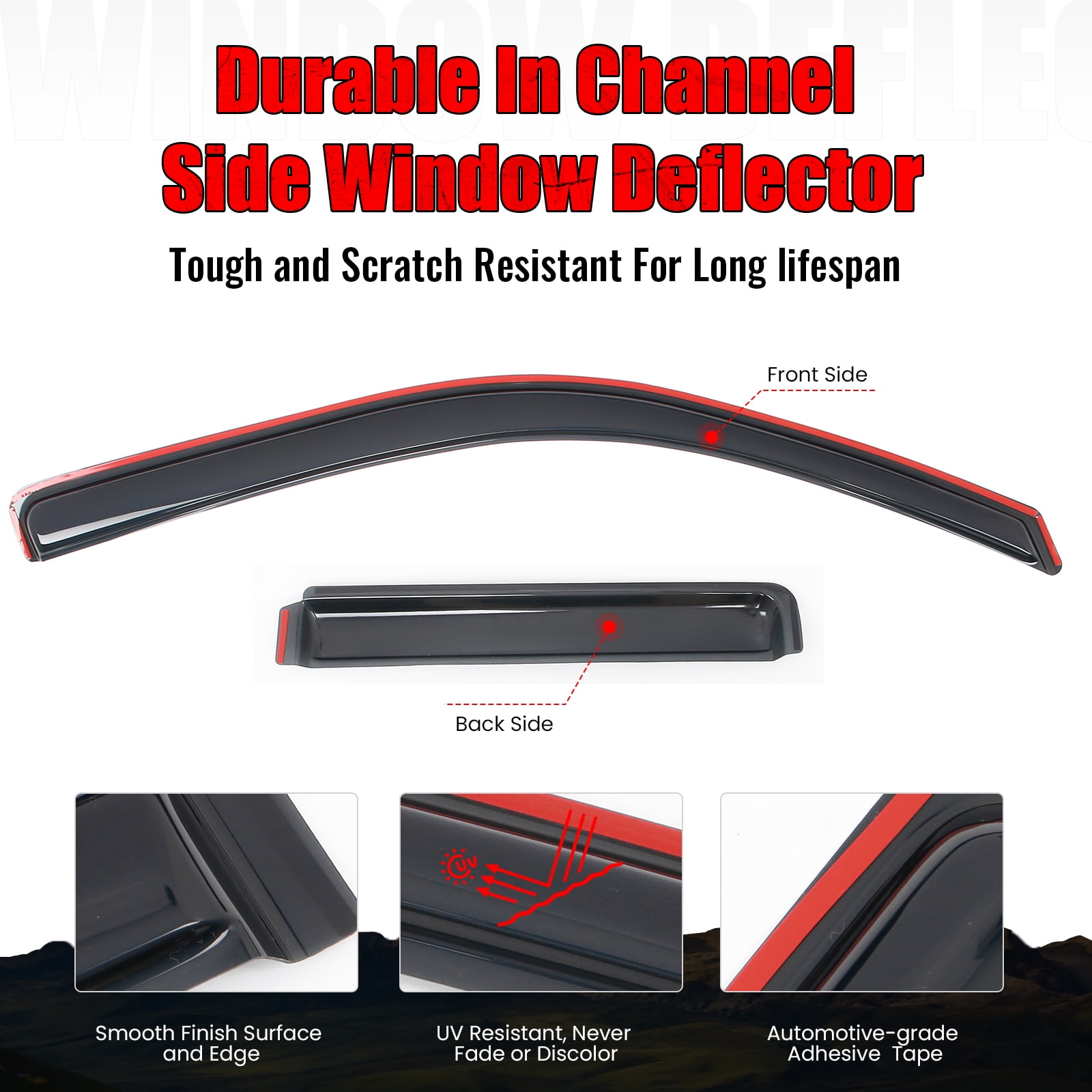 Ikon Motorsports In-Channel Window Visors Fits 2002-2009 Chevy Trailblazer & GMC Envoy, Slim Style Rain Vent Guard Deflectors, Acrylic Smoke 4PCS