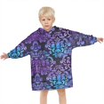 thumbnail image 3 of Purple and Blue Damask Pattern Blanket Hoodies for Kids 6-13YR Oversize Wearable Blanket Hoodies for Boys Girls Teens, 3 of 7