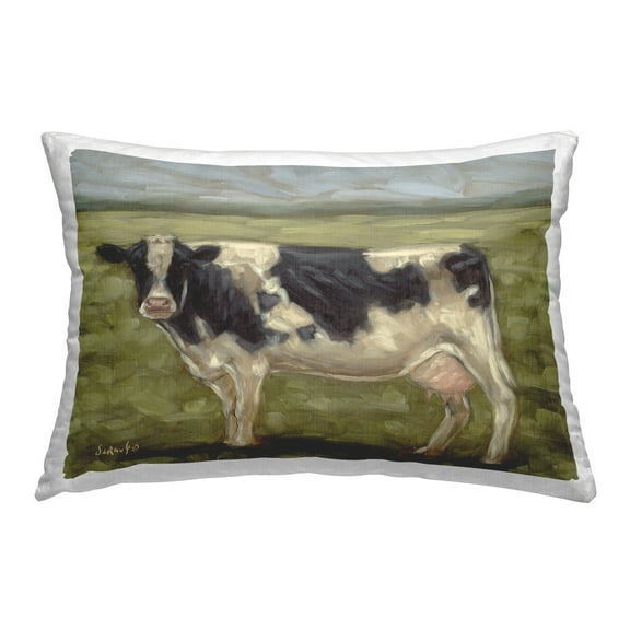 Stupell Industries Painterly Cow on Farm Decorative Printed Throw Pillow Design by Sara G. Designs.