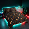 thumbnail image 2 of Manfei 3D Triangle King Bedding, Geometric Black Orange King Bed in a Bag, Black Reversible 7pcs, 2 of 6