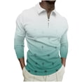 thumbnail image 2 of Blusa y camisa de manga larga con cuello vuelto para hombre, jersey de solapa con cremallera y manga larga, blusa informal estampada para San Valentín, poliéster para hombre, 2 of 5