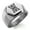 Silver, variant on Stainless Steel Runology Magic Rune Engraved Hexagon Crest Flat Top Biker Style Polished Ring