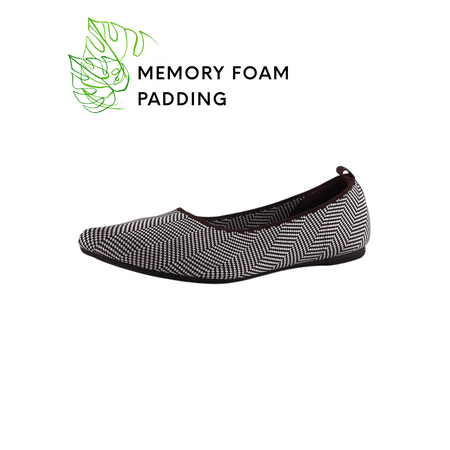 

Nest Shoes Women s Pointed Toe Ballerina Flats Shae Collection White Brown Zig Zag