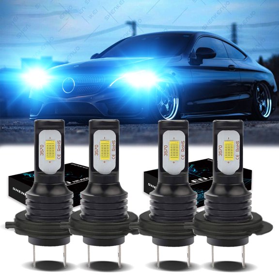 H7 Headlights for 2006-2018 Mercedes-Benz C350 H7 LED High/Low Beam 8000K Ice Blue