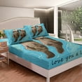 thumbnail image 3 of Erosebridal Sea Otters Twin Size Bedding Set for Otter Lovers,Otter Couple Bed Sheets Set,Kawaii Funny Cartoon Otters Sheet Set,Marine Life Flat Fitted Sheet,Blue and Brown, 3 of 5