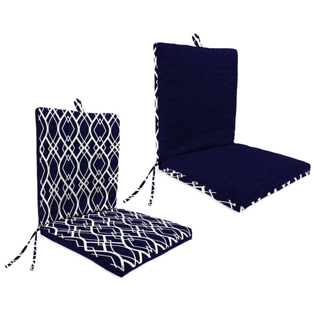 Mainstays 1Piece Outdoor Chair Cushion, Navy Trellis
