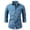 Light Blue, variant on Mens Cotton Denim Shacket Classic Button Down Chambray Shirt Long Sleeve Workwear Top for Outdoor Travel Daily Wear Chest Pocket, Green, XXL