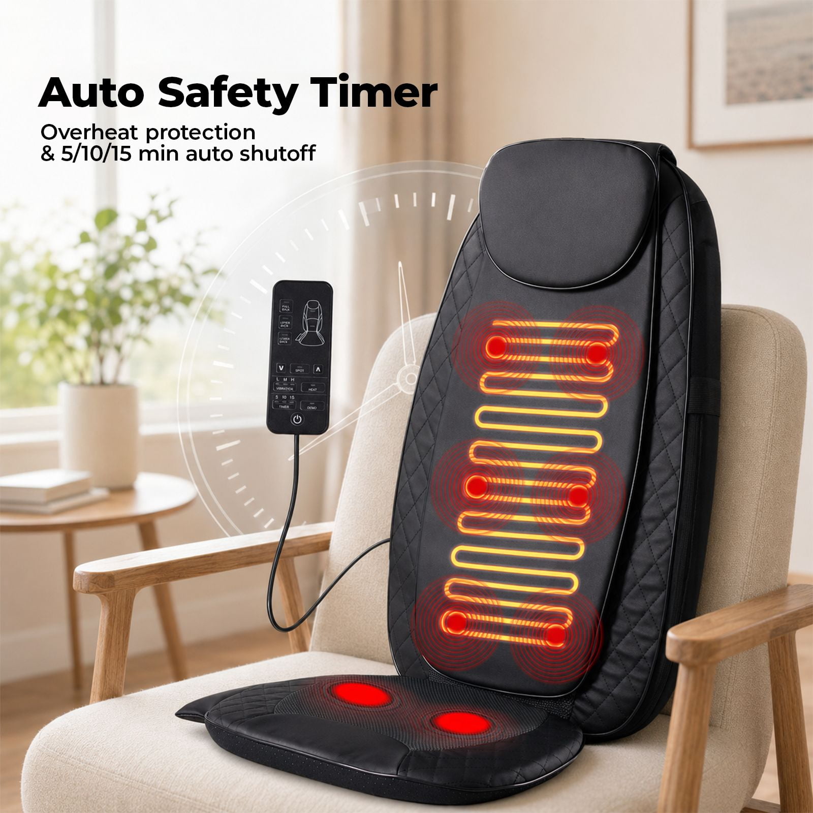Alvantor Back Massagers with Heat, Gifts for Men, Women, Electric Deep Tissue Kneading Full Body Massage Chair for Back Pain, Home, Office Use