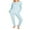 Sky Blue, variant on SUNSIOM Women Men Striped Pajama Set, Long Sleeve Henley Neck T-shirt with Pants Sleepwear Loungewear