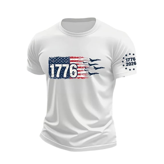 CUSTG Men T-Shirts Graphic T Shirt Anniversary Patriotic Commemorative Short Sleeve Tee For Casual Wear Celebrate America's 250th Anniversary Cozy O-Neck Tops