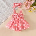 thumbnail image 4 of Summer Baby Girls Clothing Agkizg Baby Girls Bodysuits, Baby Girls Sleeveless Rompers, Baby Girl Sleeveless Bow Jumpsuit Flower Print Skirt Newborn Jumpsuit+headscarf 2-piece Set, 4 of 5