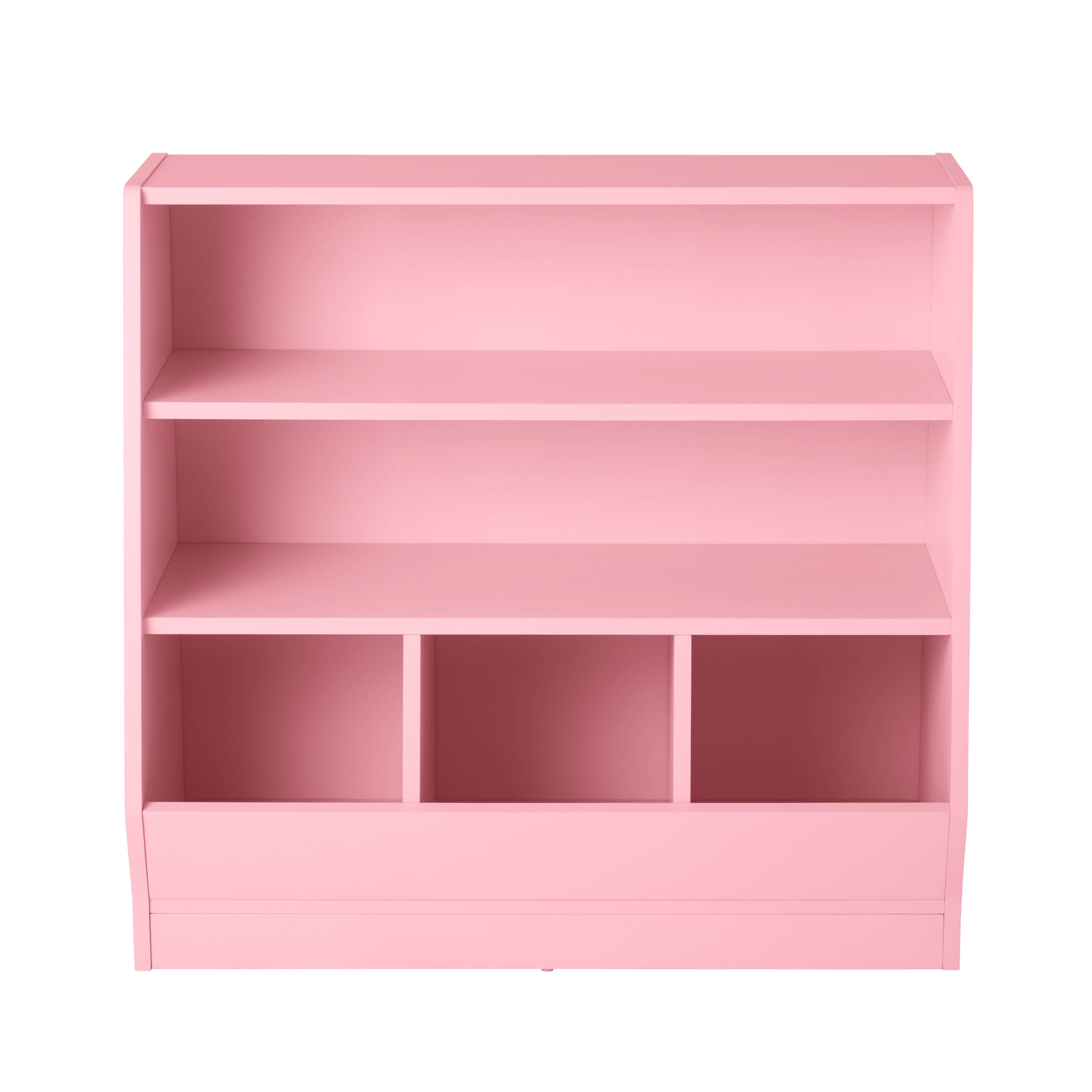 Your Zone Kids Bin Storage and Two Shelf Bookcase, Blush Rose