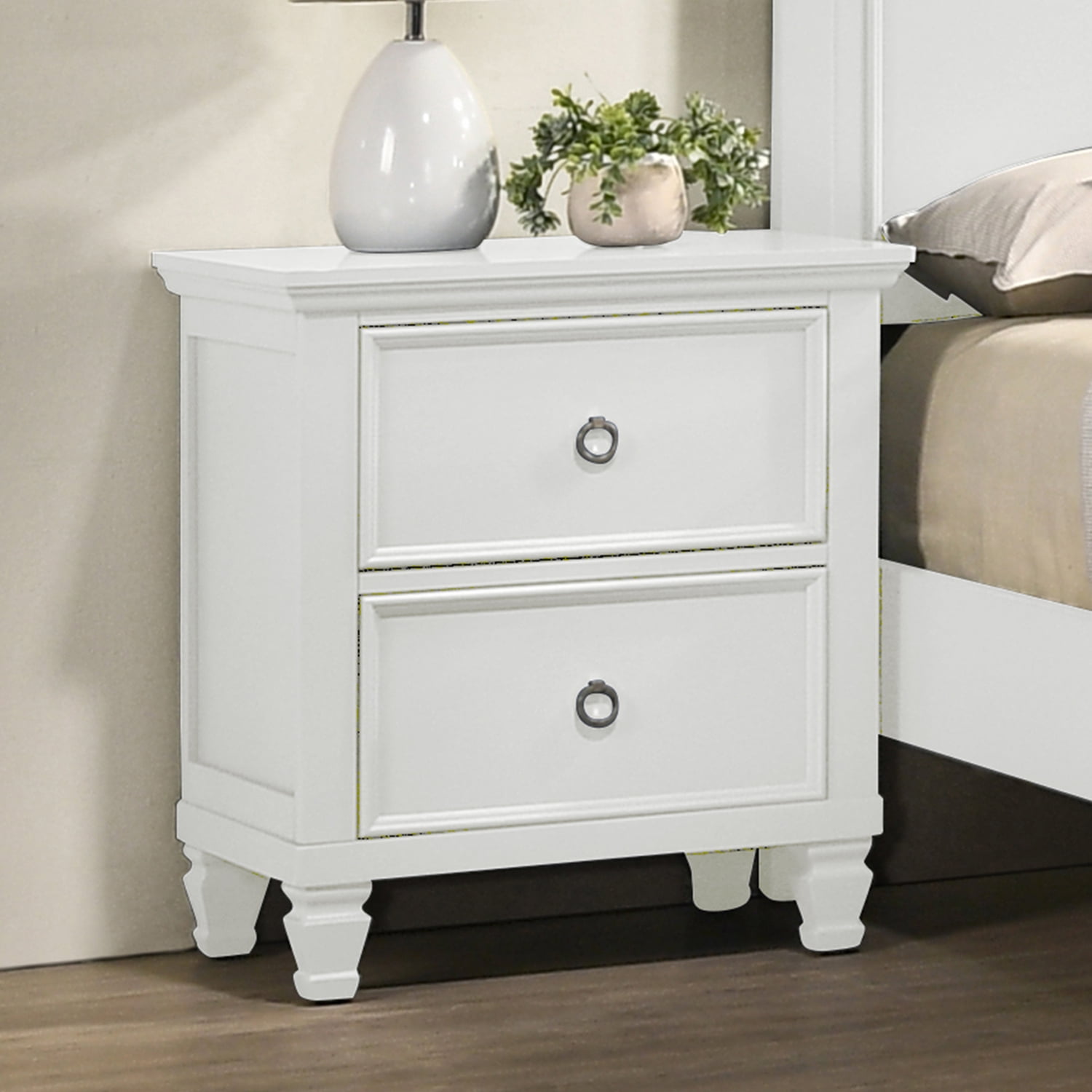 New Classic Furniture Nightstand with 2 Drawers, White