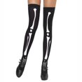 thumbnail image 2 of Calcetines hasta el muslo para mujer, diseño de calavera, esqueleto, hueso, Halloween, cosplay, 2 of 5