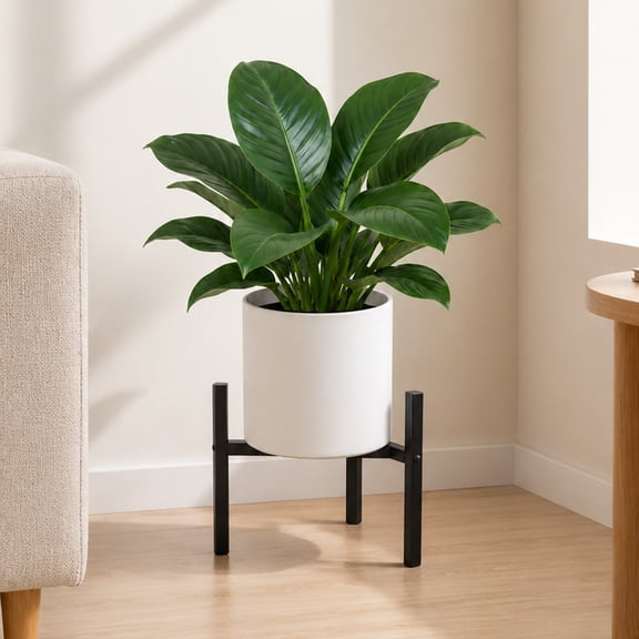 Bamworld Metal Plant Stand indoor,Adjustable Modern Plant Stands,Heavy Duty Stable Plant Pot Flower Holder Indoor Outdoor Corner,Fit 8-12" Pot,Black