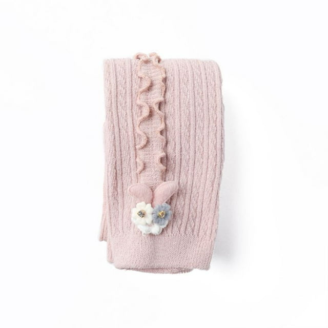 Bas Doux et Mignons pour Filles, Épais et Extensibles, Couleur Unie, Décoration Rabbit, Pantalons Leggings, Bas QP m