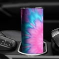 thumbnail image 3 of 20oz Pink Blue Tie Dye Flower Pattern Skinny Tumblers Stainless Steel Tumbler with Lid and Straw,Vacuum Insulated Double Wall Travel Tumbler Cups with Cleaning Brush for Coffee,Tea, 3 of 6