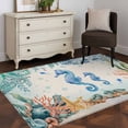 thumbnail image 4 of Seahorse Coastal Area Rug 3x5 Washable Rug Non Slip Summer Nautical Starfish Coral Beige Large Area Rug Indoor Floor Carpet for Entryway Bedroom Kitchen Living Room Home Office Dining Room Nursery, 4 of 8