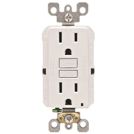 UPC: 0078477714119 | Leviton M02-GFNT1-03W 15 Amp White SmartlockPro Self-Test GFCI 3 Count