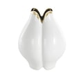 thumbnail image 6 of DecMode 11" Floral Dimensional Shaped White Ceramic Vase with Metallic Gold Rim, 6 of 9