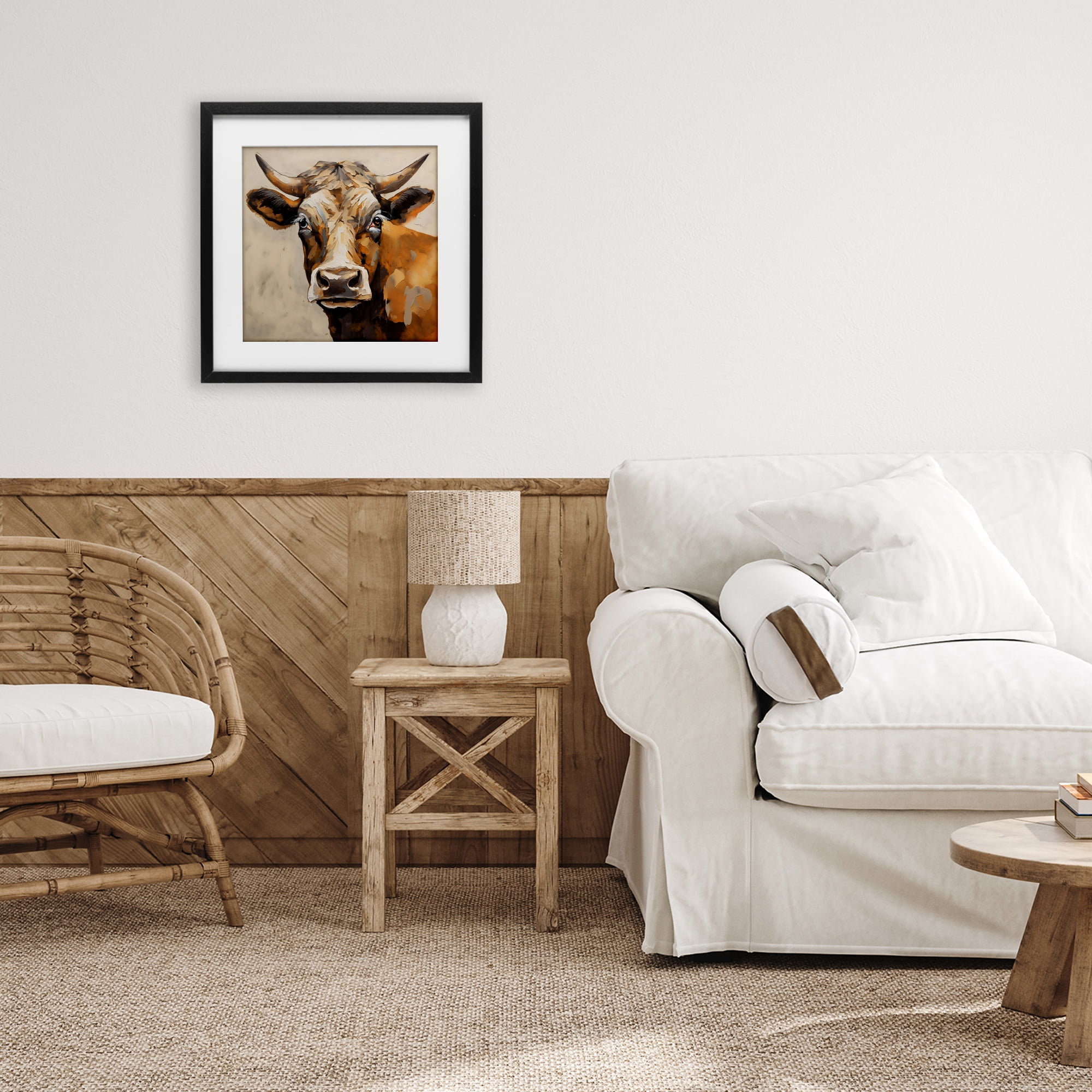 Stupell Industries Beautiful Brown Bovine Black Framed Print Under Glass, design by Creative Studio