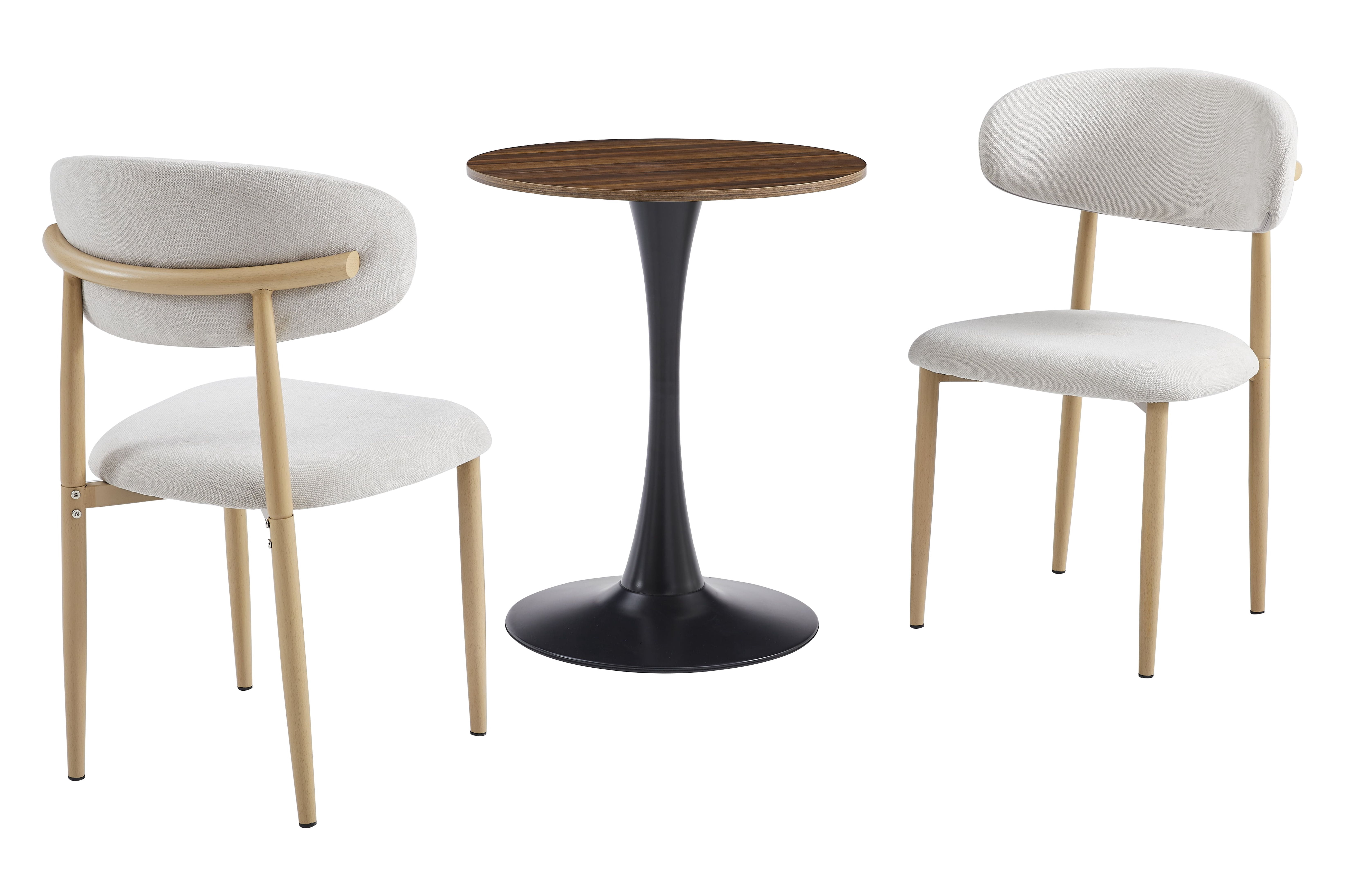 Round Dining Table 24 Inch with Tulip Pedestal Base, Modern Bistro Table and Kitchen Table for Small Spaces, Dark Wood Grain
