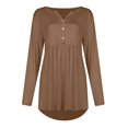 thumbnail image 6 of Baqcunre Long Sleeve Shirts For Women Women'S Long Sleeve V Neck Button Pleated Solid Color Plus Size T Shirt Top Plus Size Tops Womens Blouses Coffee XL, 6 of 7