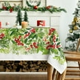 thumbnail image 3 of Christmas Tablecloth 60×104 Inch Rectangular, Holly Fruits Washable Table Cover for Party Picnic Dinner Decor, 3 of 6