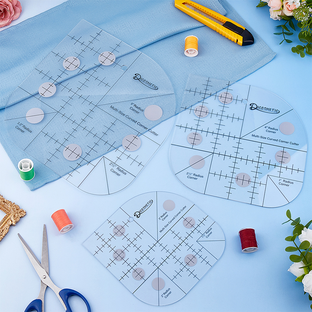 1set 3pcs 3 styles Transparent Acrylic Alignment T-Shirt Rulers Ruler Guide for Applying Vinyl and Sublimation Designs On Shirts Clear 155~254x155~254x2mm 1pc/style