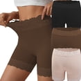 thumbnail image 5 of Women Non Rolling High Waist Seamless Boyshort Nylon Soft Double Lace Trim Casual Under Skirt Layering Safety Shorts Black L, 5 of 5