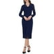 thumbnail image 2 of VESTIDO MIDI DE ENCAJE FLORAL CON MANGAS LARGAS TRANSPARENTES Y ESCOTE EN V PARA MUJER S AZUL MARINO, 2 of 5