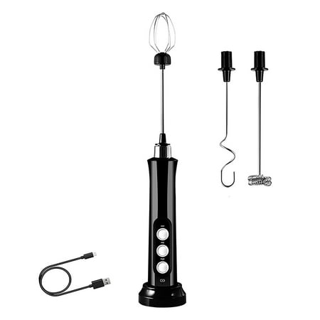 

Electric Milk Frother Handheld Foam Maker with 3 Stainless Whisks A