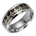 thumbnail image 1 of 8MM Men's Stainless Steel Freemason Masonic Rings Anniversary Wedding Band Black Gold 8, 1 of 5
