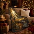 thumbnail image 3 of Sunlit Autumn Forest Deer Antlers Art, Peaceful Woodland Scene, Warm Flannel Blanket for Cabin and Lodge with Detailed Artwork, Wildlife Lovers Thanksgiving Gift, Rustic Home Decor, 3 of 9