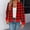 Red, variant on Women's Plaid Zipper Jackets, Stand-Up Collar Lightweight Tops with Pockets, Fall Casual Active Tops