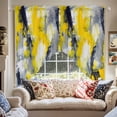 thumbnail image 2 of Yellow Gray Brush Swag Curtain Valance for Windows, Abstract Graffiti Window Treatments Short Swag Topper for Kitchen Windows Bathroom Bedroom, 36"x36", 2 of 8