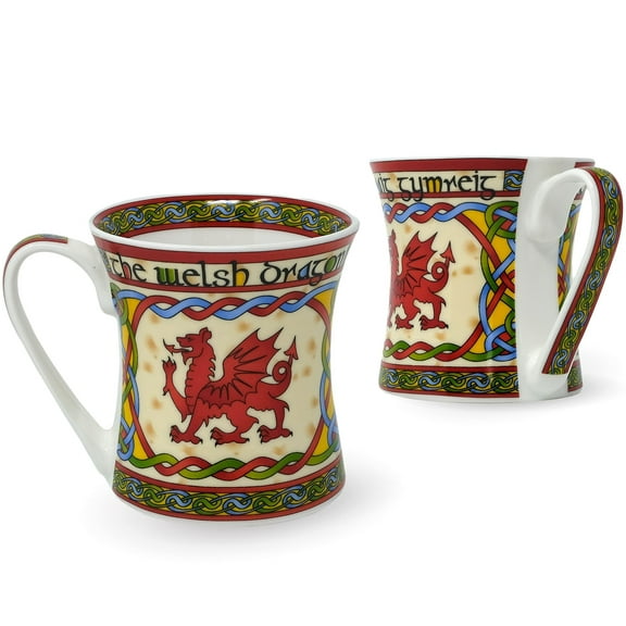 Celtic Welsh Dragon Coffee Mug Set of 2 Gift Boxed