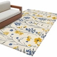 thumbnail image 2 of 3x5 Area Rugs, Spring Florals Non-Skid Rubber Backing Large Rectangle Rugs - Living Room Bedroom Home Office, Watercolor Wildflowers Botanical Herbs Indoor Floor Mat Carpets Washable Rug, 2 of 9