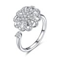 thumbnail image 2 of Sterling Silver Spin Ring Rotating Zircon Crystal Finger Ring Sparkling Open Ring  D, 2 of 3