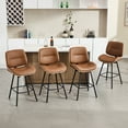 thumbnail image 1 of Counter Height Bar Stools Set of 4, 26" Swivel PU Leather Upholstered Bar Stools with Walnut Backs and Metal Legs, Retro Counter Stools for Kitchen Island, Dining Room, Pub, Brown, 1 of 8
