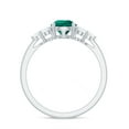 thumbnail image 2 of Rosec Jewels Lab Created Emerald Teardrop Engagement Ring with Diamond (6X8 mm, AAAA Quality Emerald), 925 Sterling Silver, US 7.50, 2 of 8