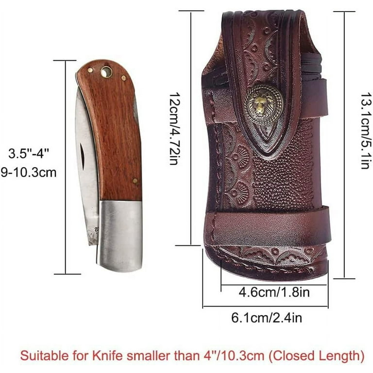 4 Leather Knife Sheath, Pocket Knife Pouch Vertical Horizontal