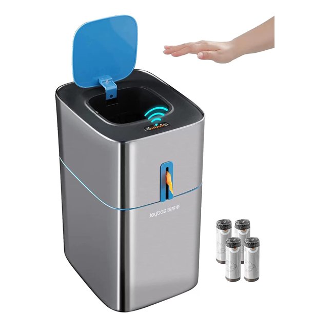 ENTOVE Motion Sensor Bathroom Trash Cans with Lids 4 Gallon Stainless