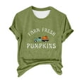 thumbnail image 4 of Womens Tops Fresh Pumpkins Fall Crew Neck Tee Funny Cute Graphic Short Sleeve Shirt Lightweight Breathable Blend Fabric 4Xl Sweaters For Women, 4 of 4