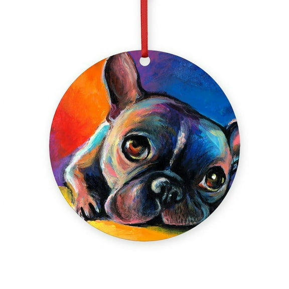 CafePress - French Bulldog 5 -  Round Wood Ornament 4"